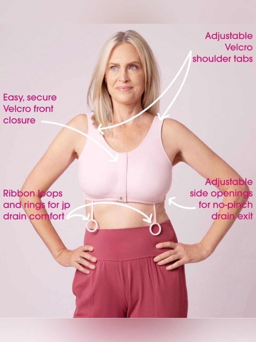 Masthead Elizabeth Pink Surgical Bra